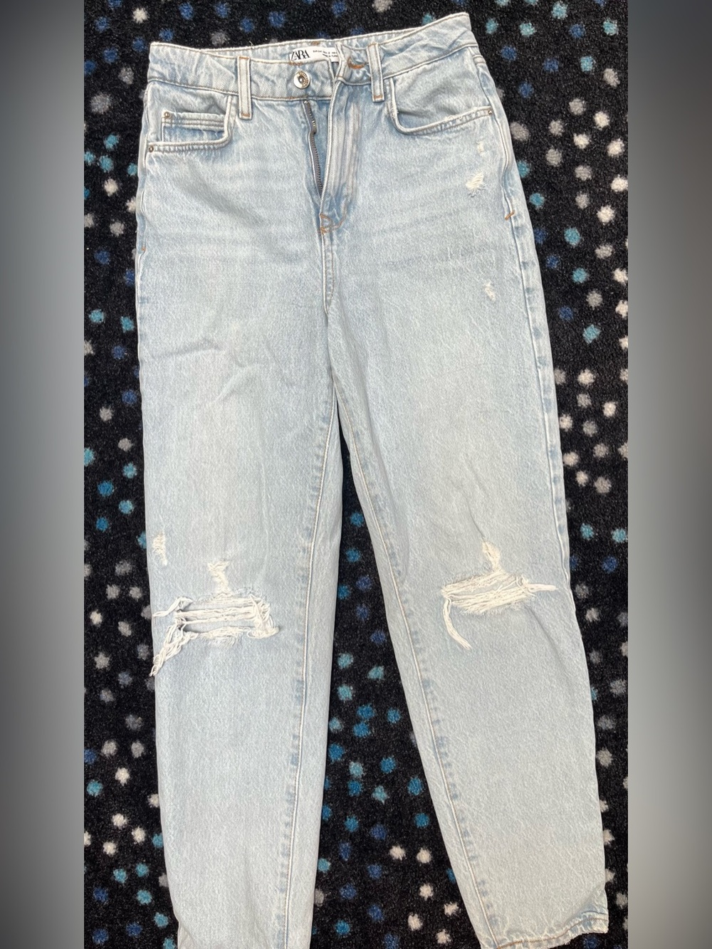 Zara Light Blue Distressed Boyfriend Jeans